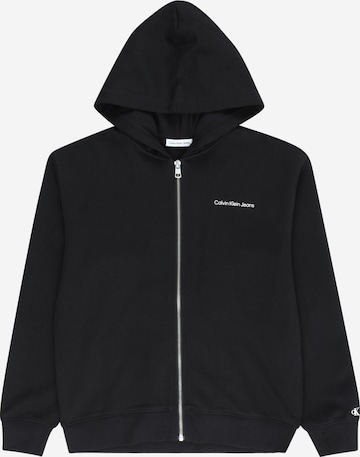 Calvin Klein Jeans Zip-Up Hoodie in Black: front