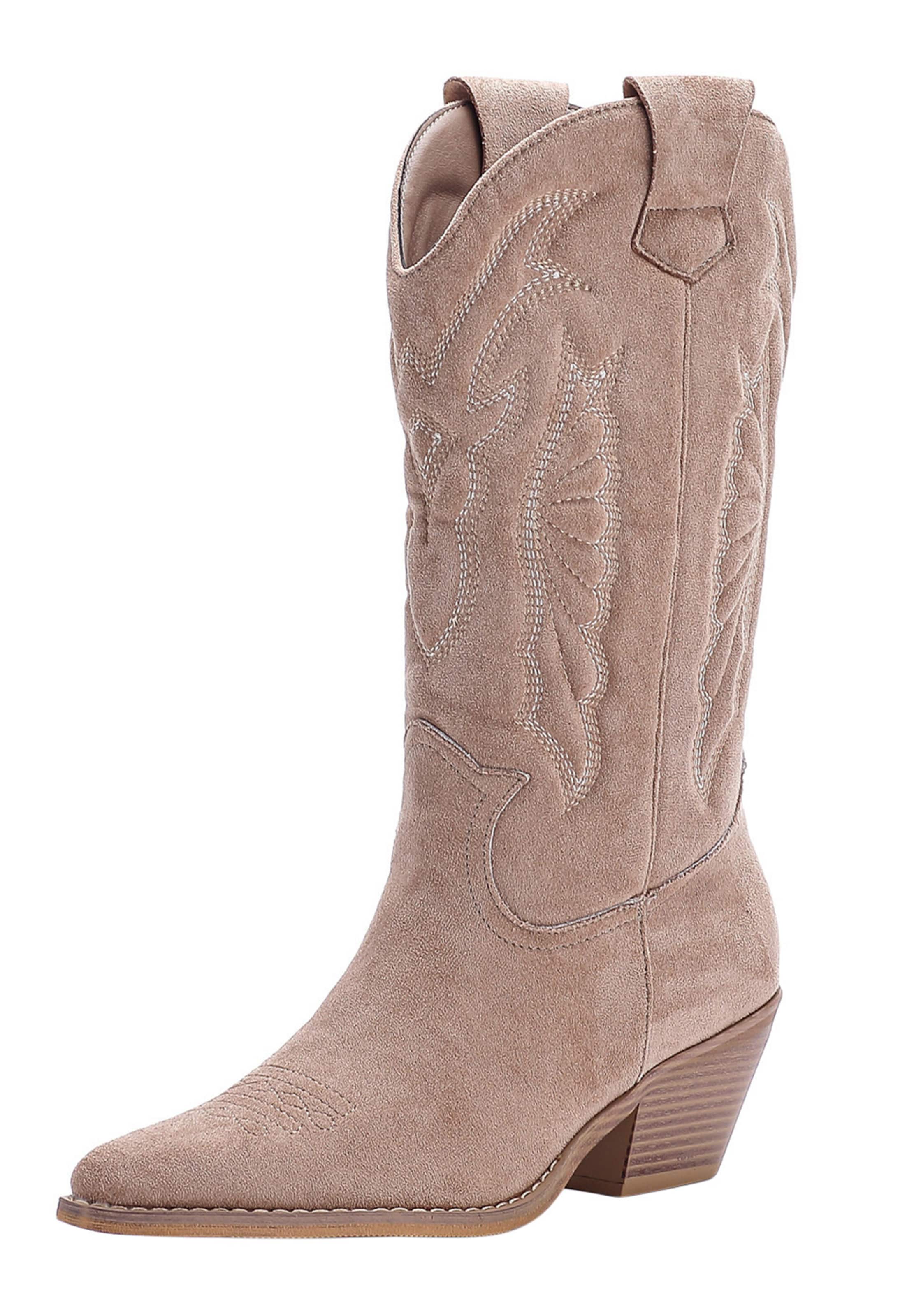 Stivale da cowboy di Elara in beige: frontale