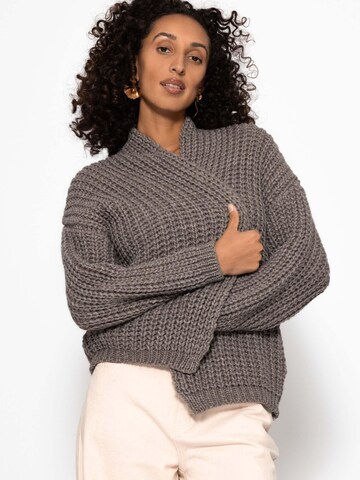 SASSYCLASSY Oversizestrickjacke in Grau