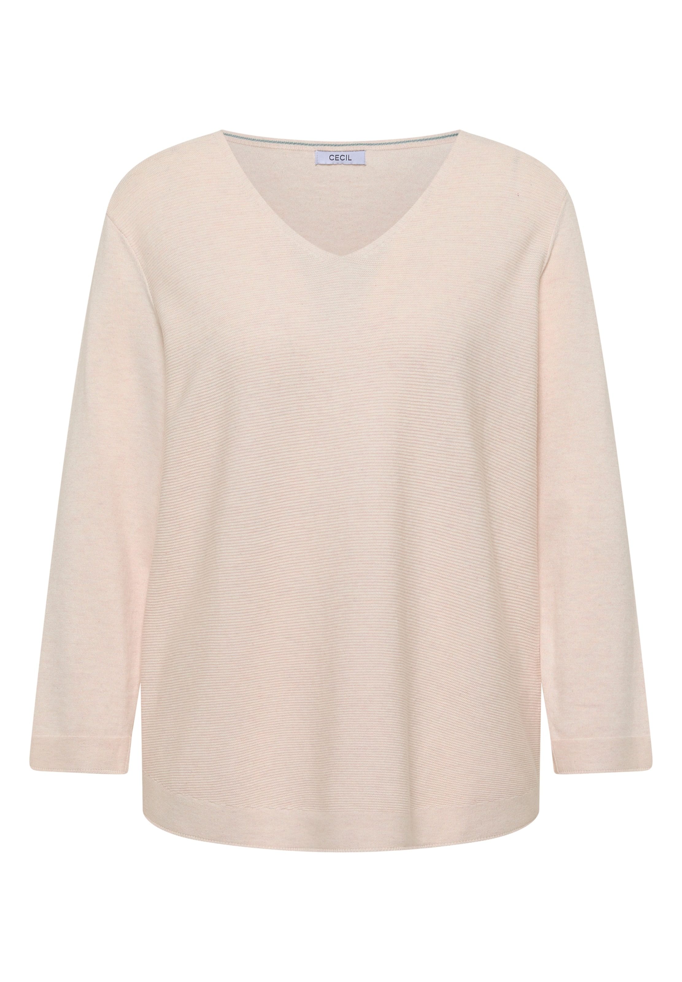 CECIL 3/4-Arm Pullover mit V-Neck und Strukturfront in XXXL in hellbeige, Produktansicht