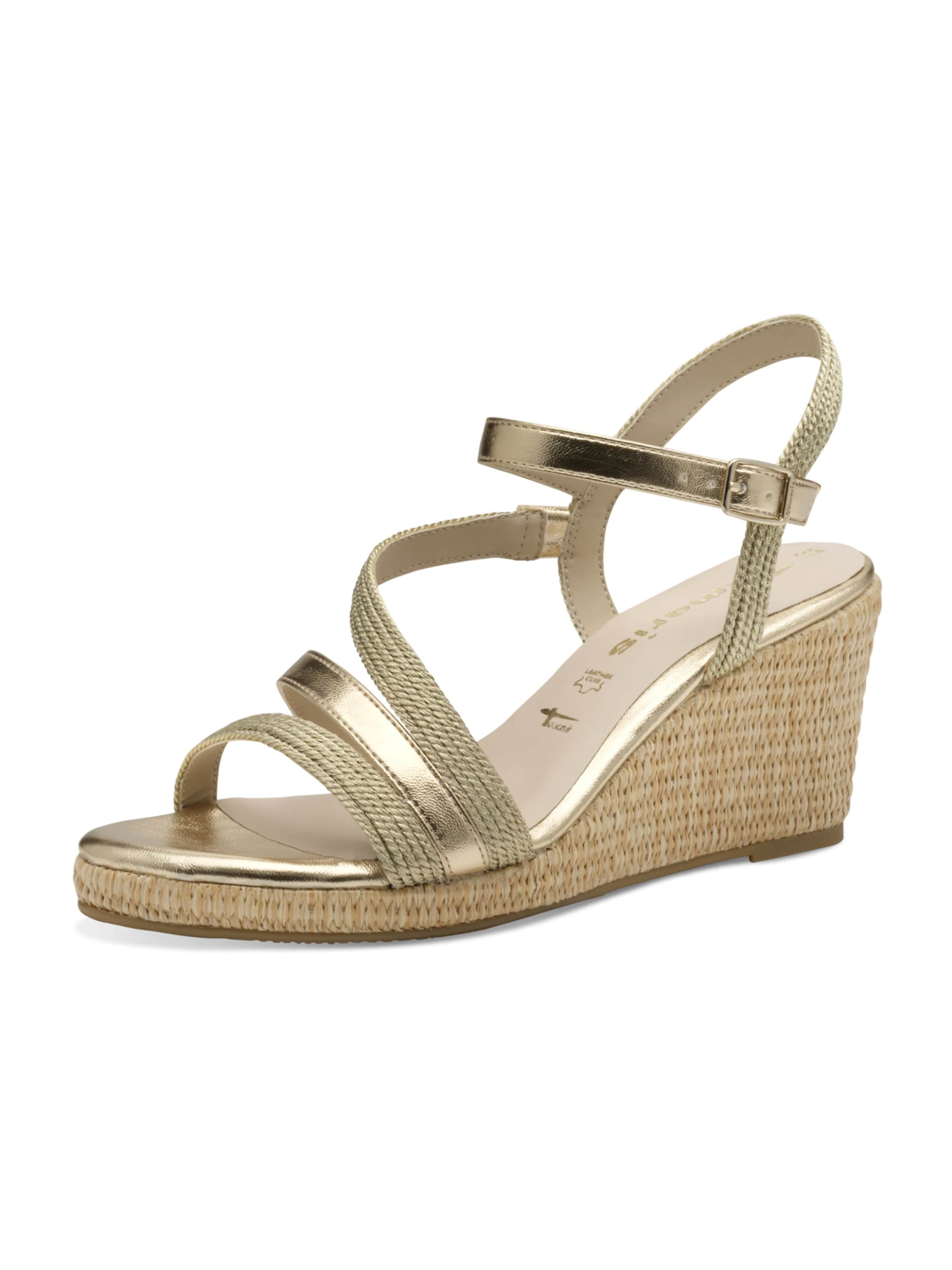Tamaris Strap Sandals in Gold: front