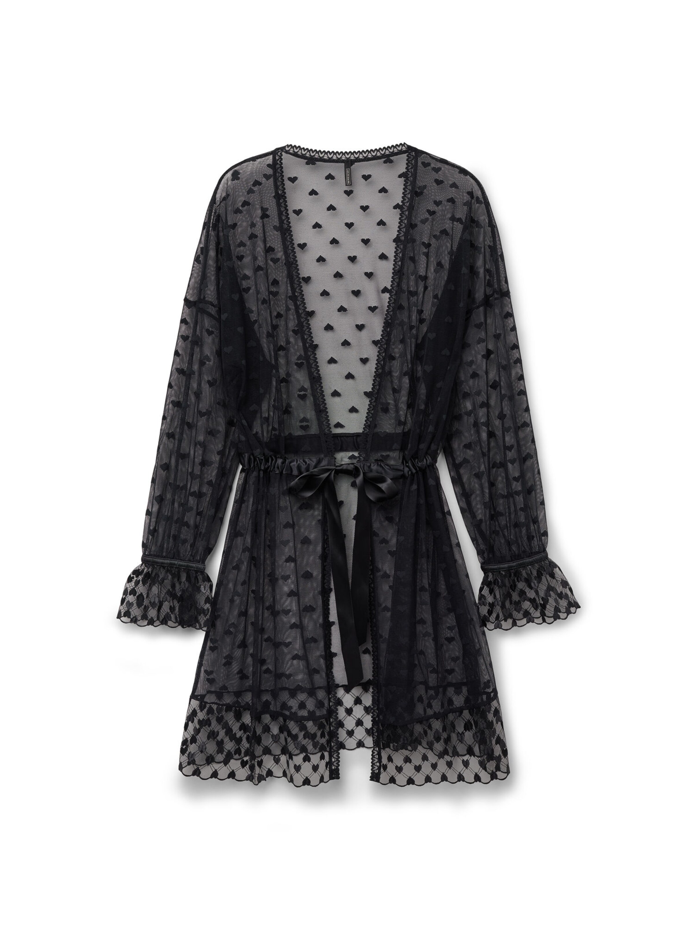 INTIMISSIMI Morgenmantel 'The Love Club' in Schwarz: Vorderseite