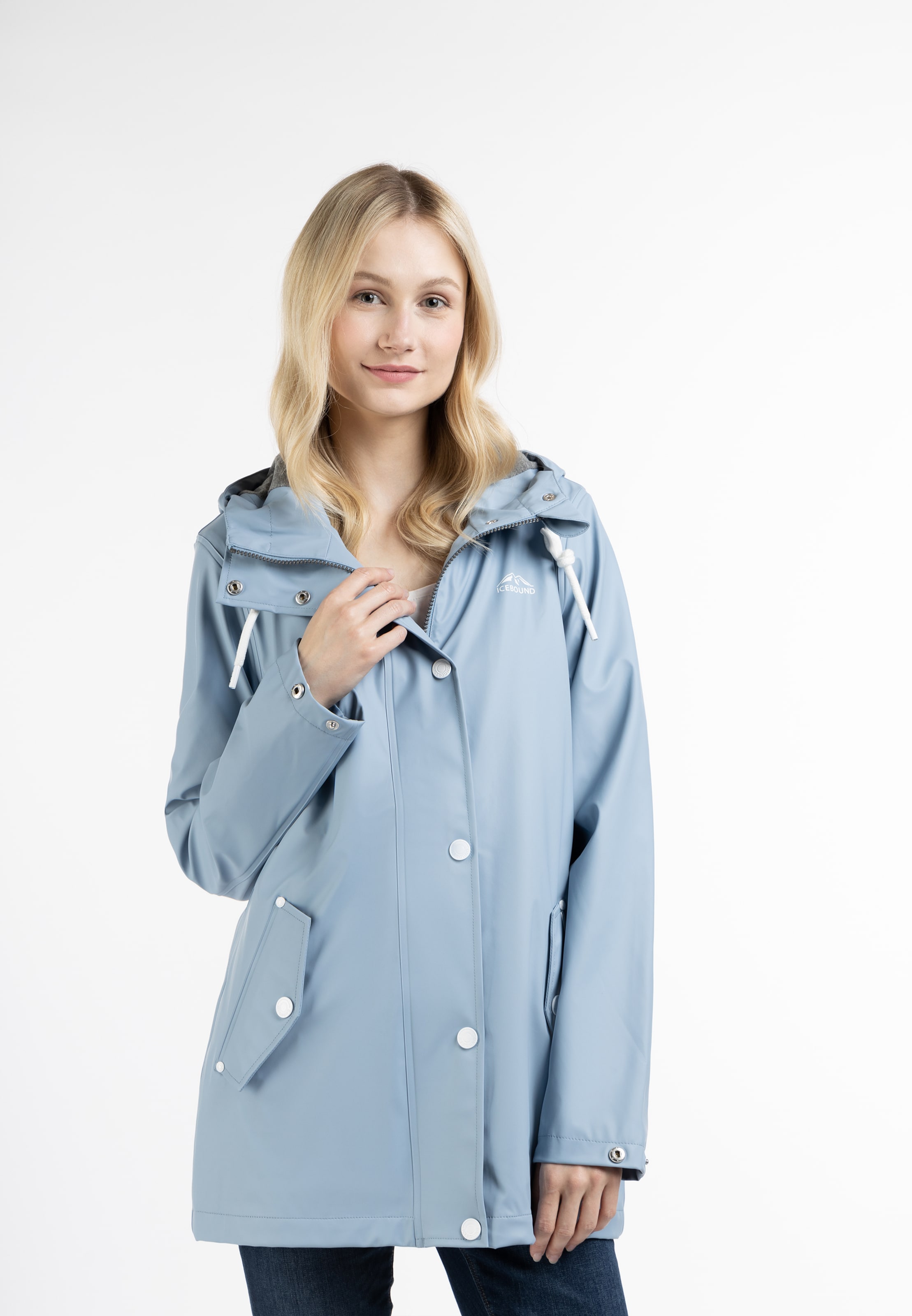 Veste mi-saison Yuka en bleu : devant
