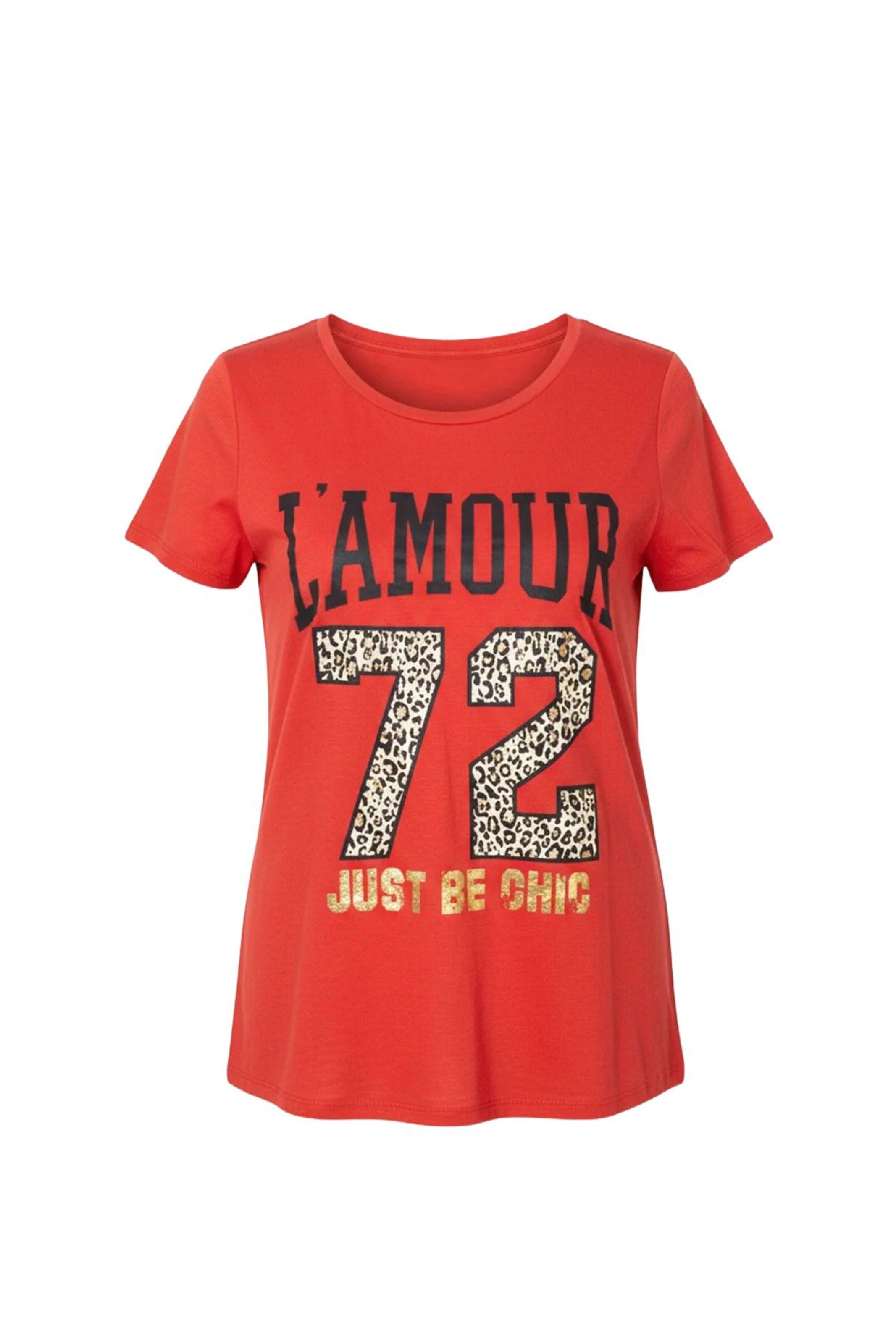 Shape Of You T-Shirt in gold / rot / schwarz, Produktansicht