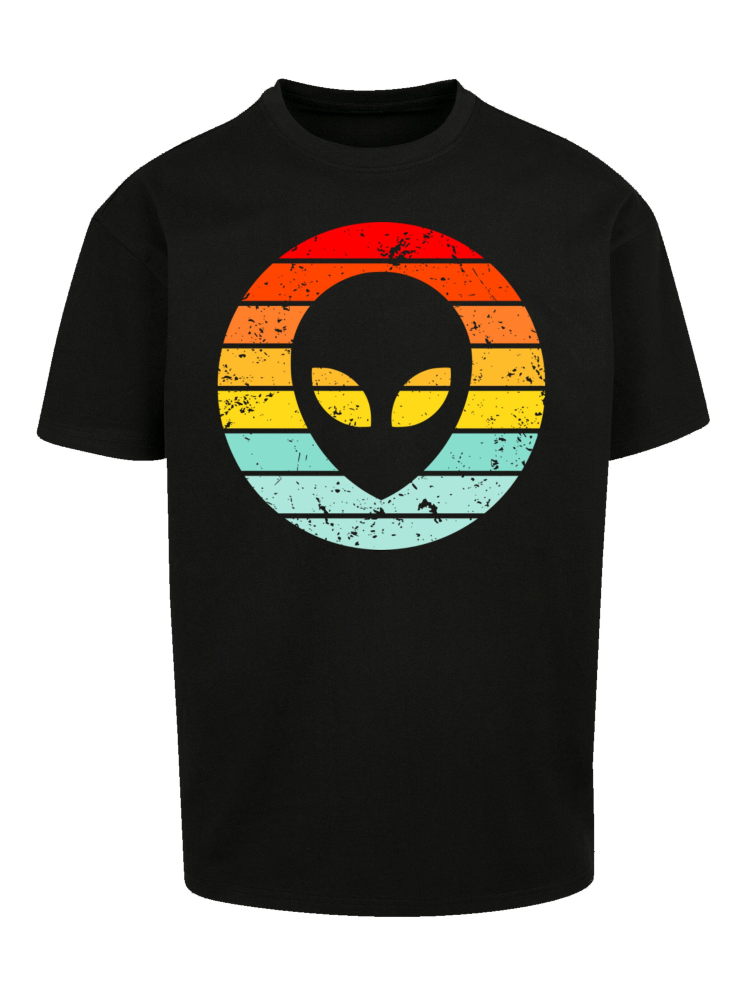 F4NT4STIC Shirt 'Alien Retro Sonnenuntergang' in Zwart: voorkant