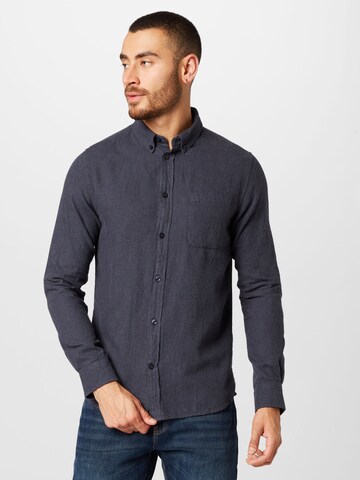 KnowledgeCotton Apparel Regular fit Button Up Shirt 'ELDER' in Blue: front