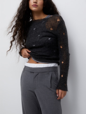 Pull&Bear Wide leg Bandplooibroek in Grijs