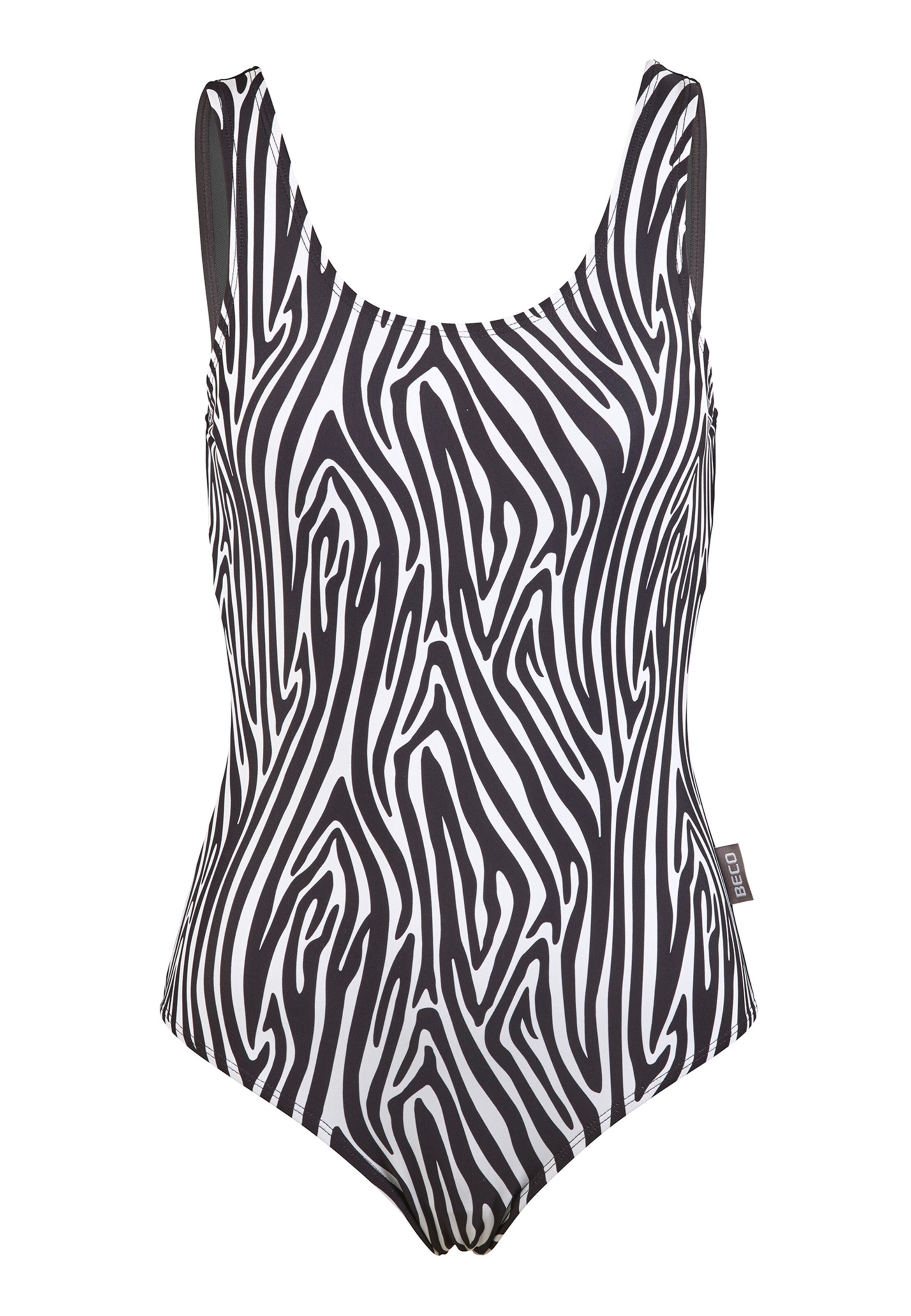 BECO the world of aquasports Bustier Badpak 'Zebra Vibes' in Zwart: voorkant