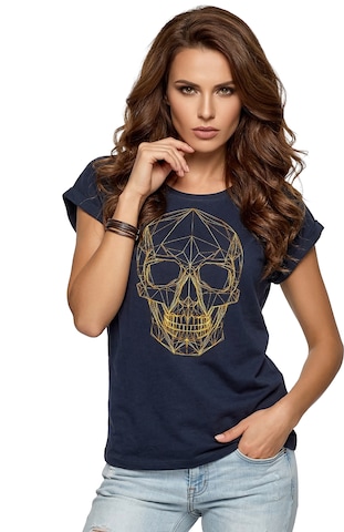 MAKAYA Shirt 'Line Skull' in Blue: front