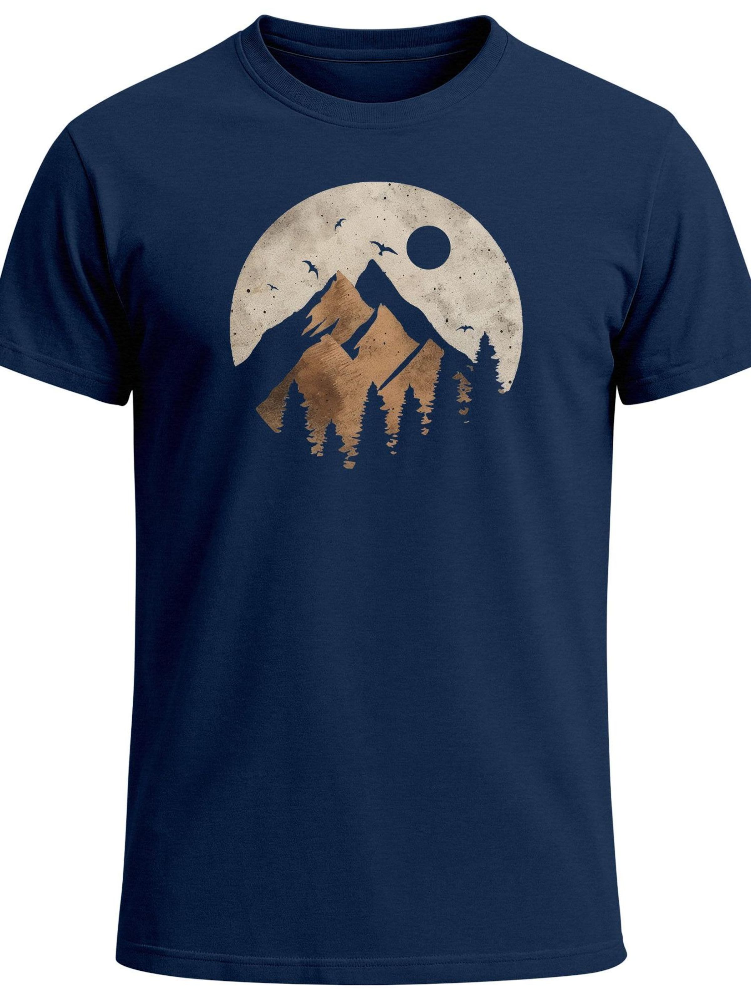 Neverless Shirt 'Mountain Scape'‌‌‌‌‌ in Blau