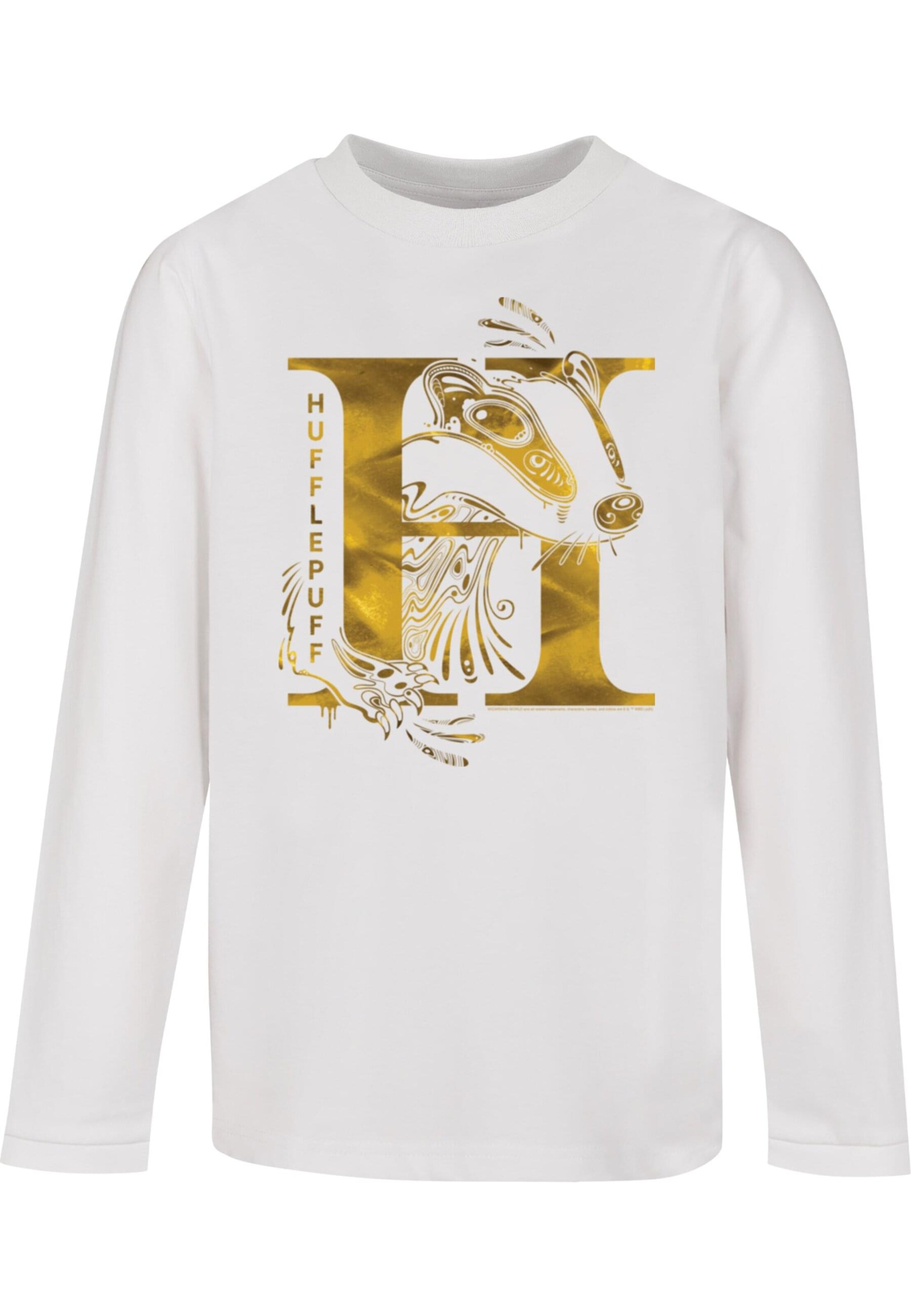 ABSOLUTE CULT Shirt 'Harry Potter - Hufflepuff Badger' in White: front