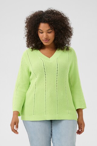 KAFFE CURVE Sweater 'Lorry' in Green: front