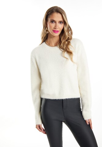 Pull-over 'Aleva' faina en blanc : devant