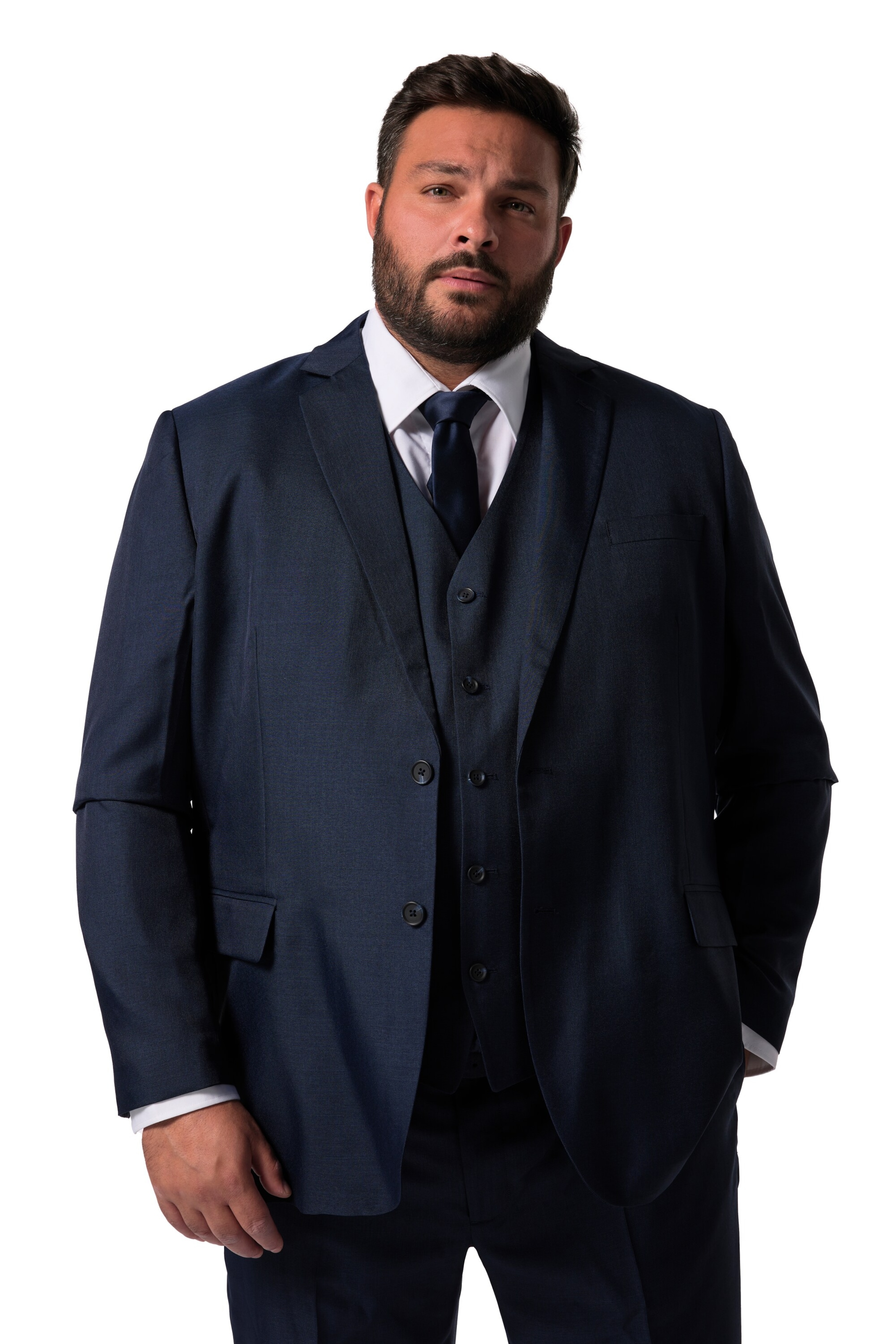 Men Plus Regular fit Business-colbert in Blauw: voorkant