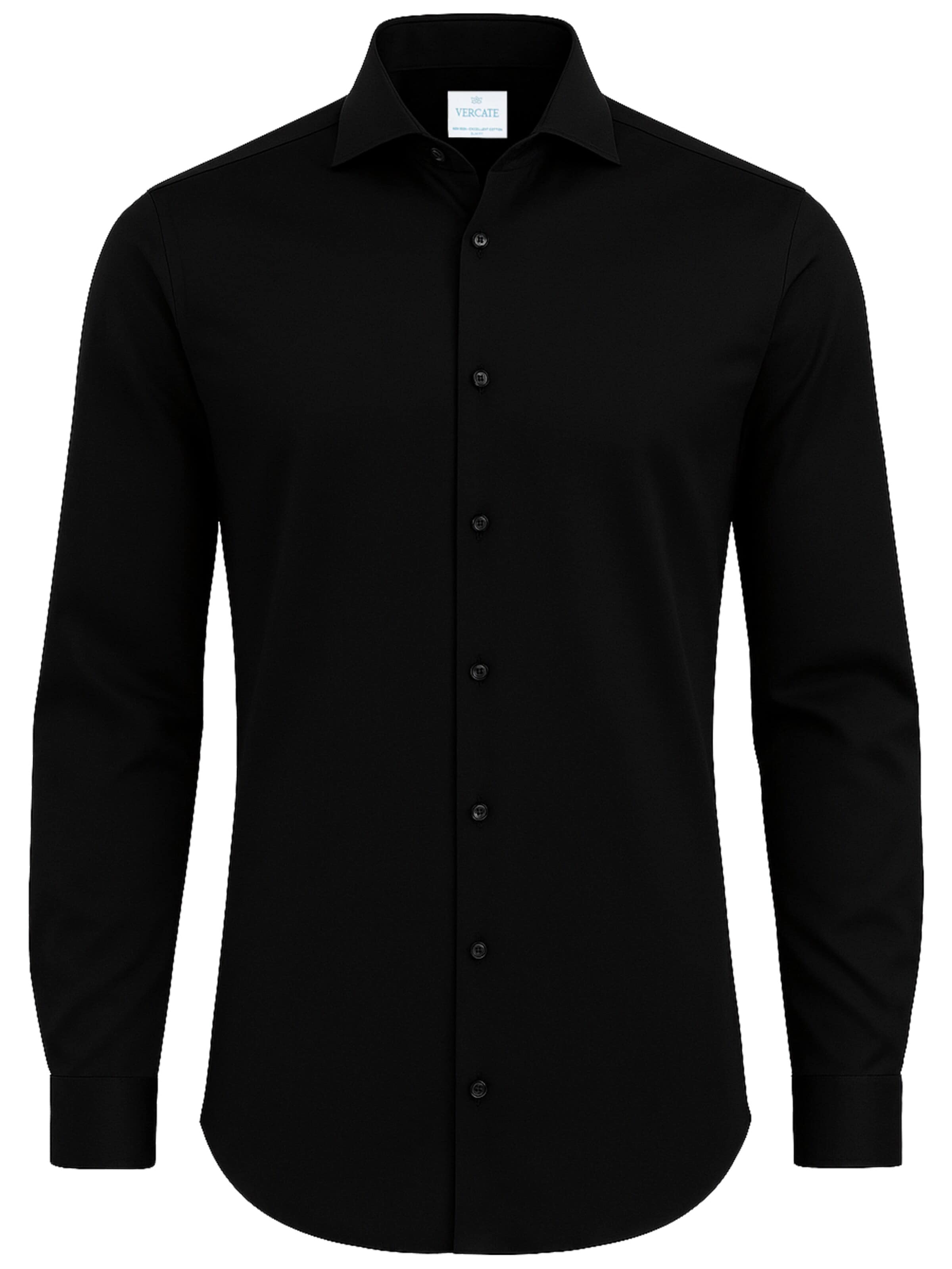Vercate - Slim Fit Camisa clássica 'No. 3' em preto: frente