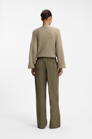 BOSS Wide leg Pleated Pants 'Tarima' in Green