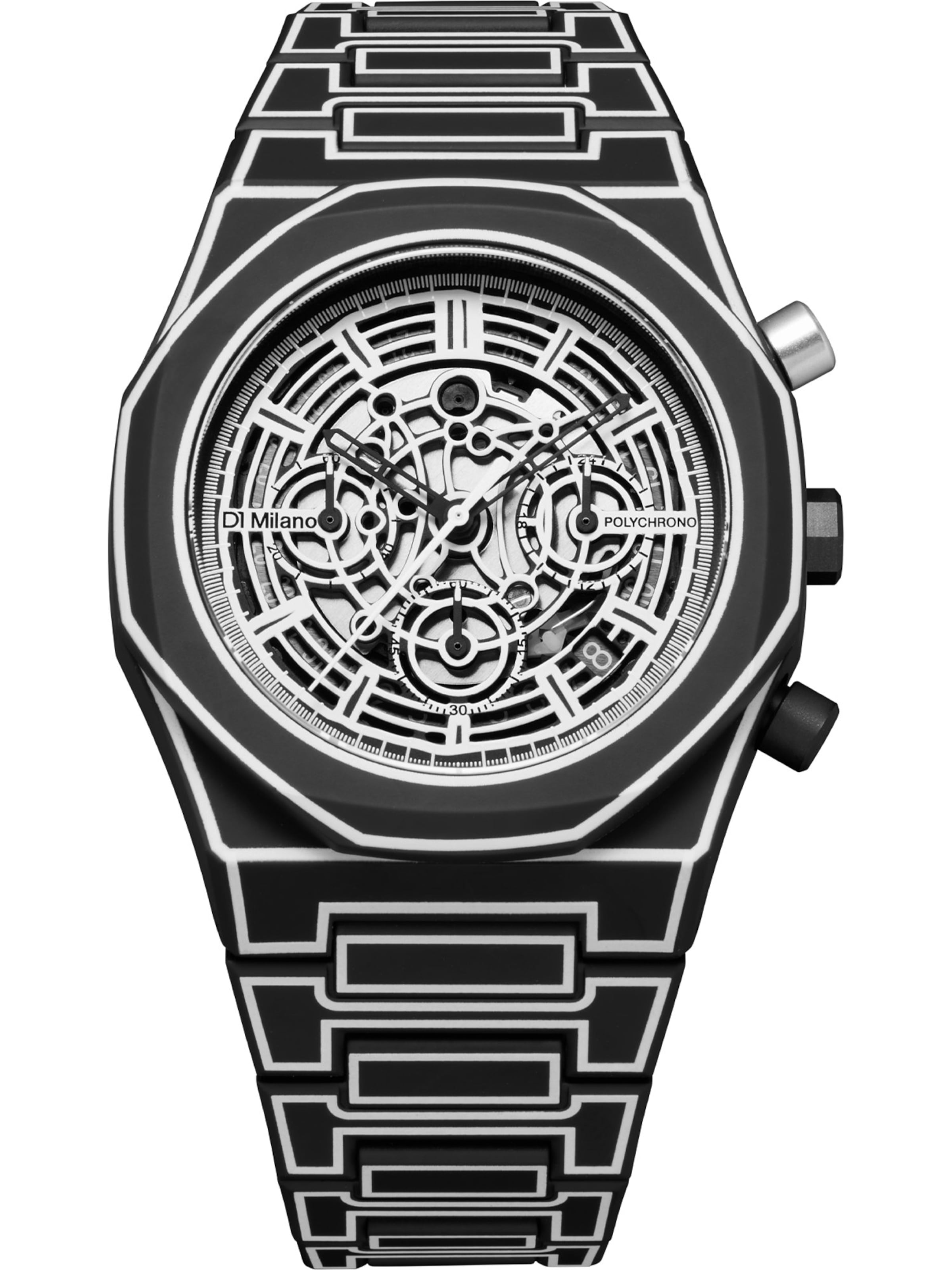 D1 Milano Analoguhr 'PHBJ10' in Schwarz: Vorderseite