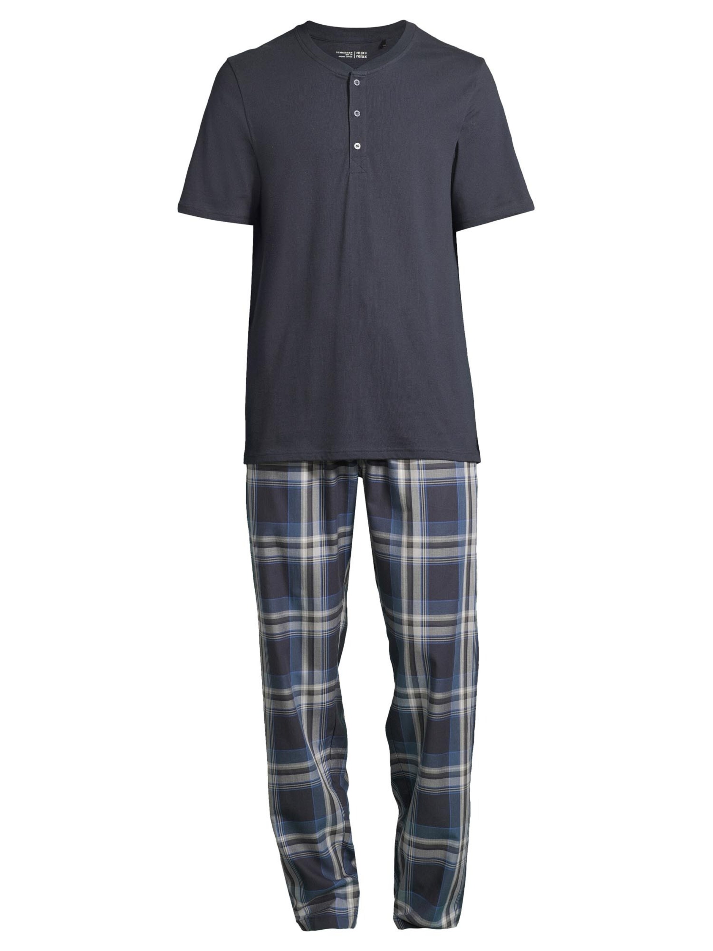 SCHIESSER Pyjama kort 'Night & Home' in Blauw: voorkant