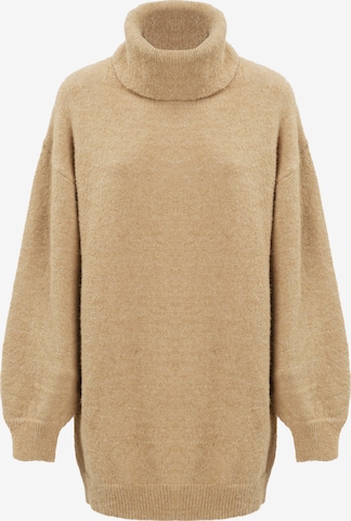 Influencer Pullover in Beige: Vorderseite
