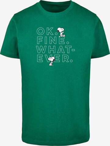 Maglietta 'Peanuts - Ok Fine Whatever' di Merchcode in verde: frontale