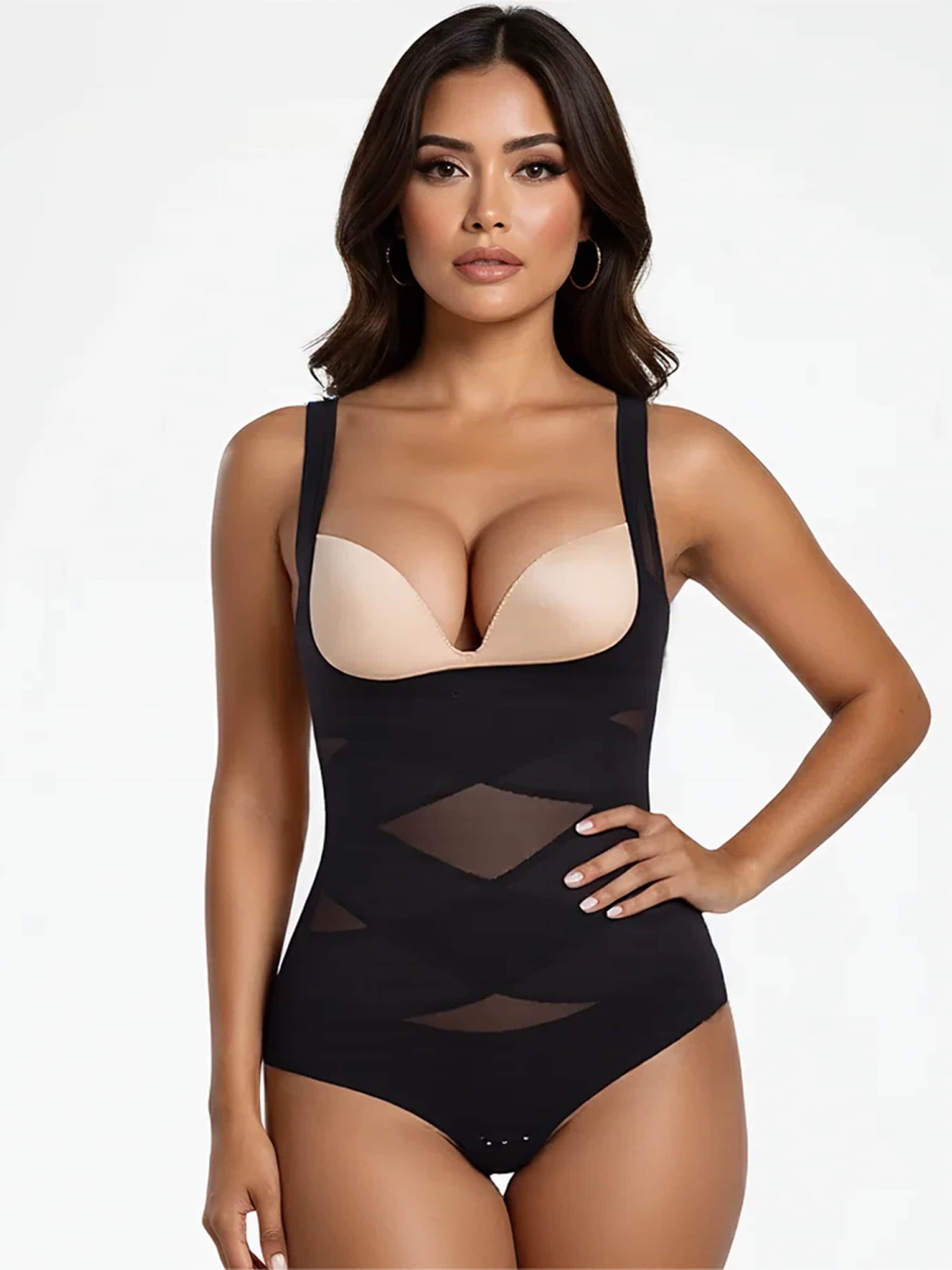 Shapetape Shaping Bodysuit 'Corrigerende bodysuit met brede bandjes' in Black: front