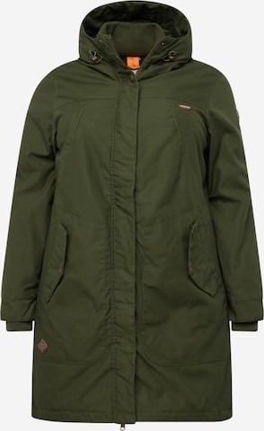 Ragwear Plus Winter Coat 'JANNISA' in Green: front