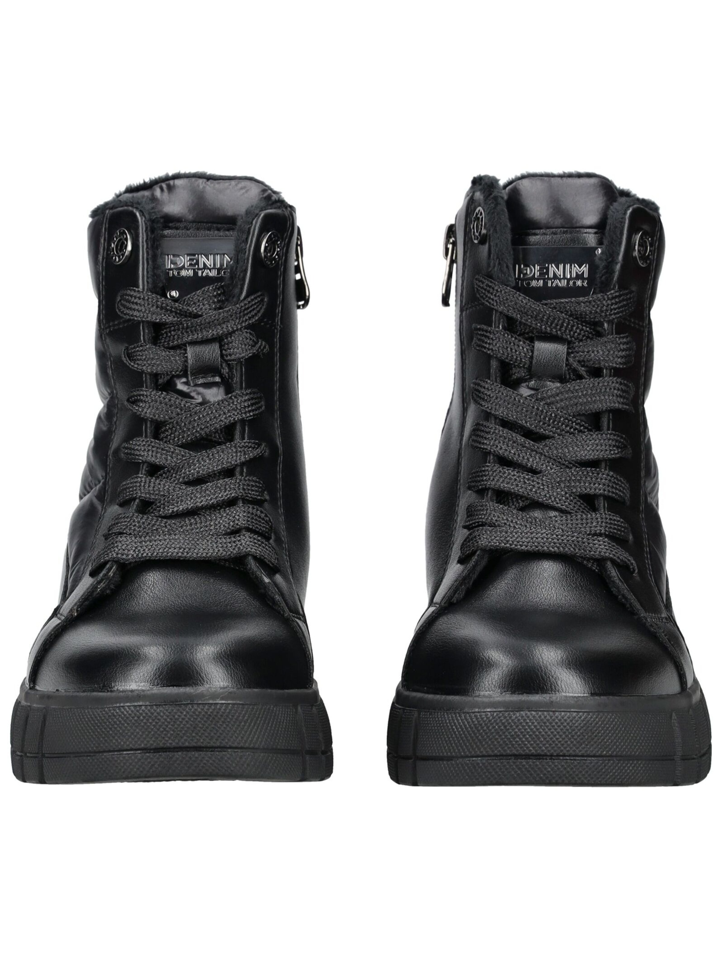 TOM TAILOR Lace-Up Ankle Boots in Black