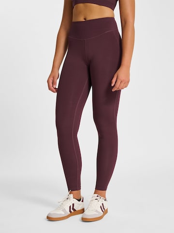 Hummel Skinny Sportbroek 'Pulse' in Bruin: voorkant