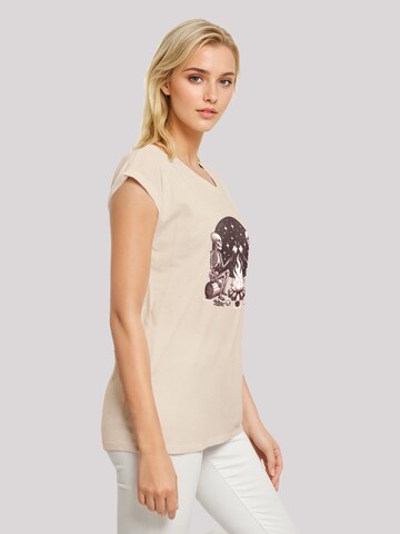F4NT4STIC T-Shirt 'Skelette Lagerfeuer Marshmallow' in Beige