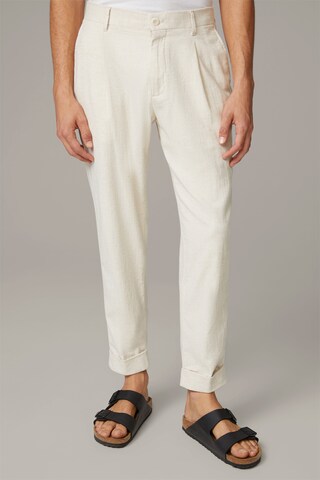 STRELLSON Pleat-Front Pants 'Louis' in Beige: front
