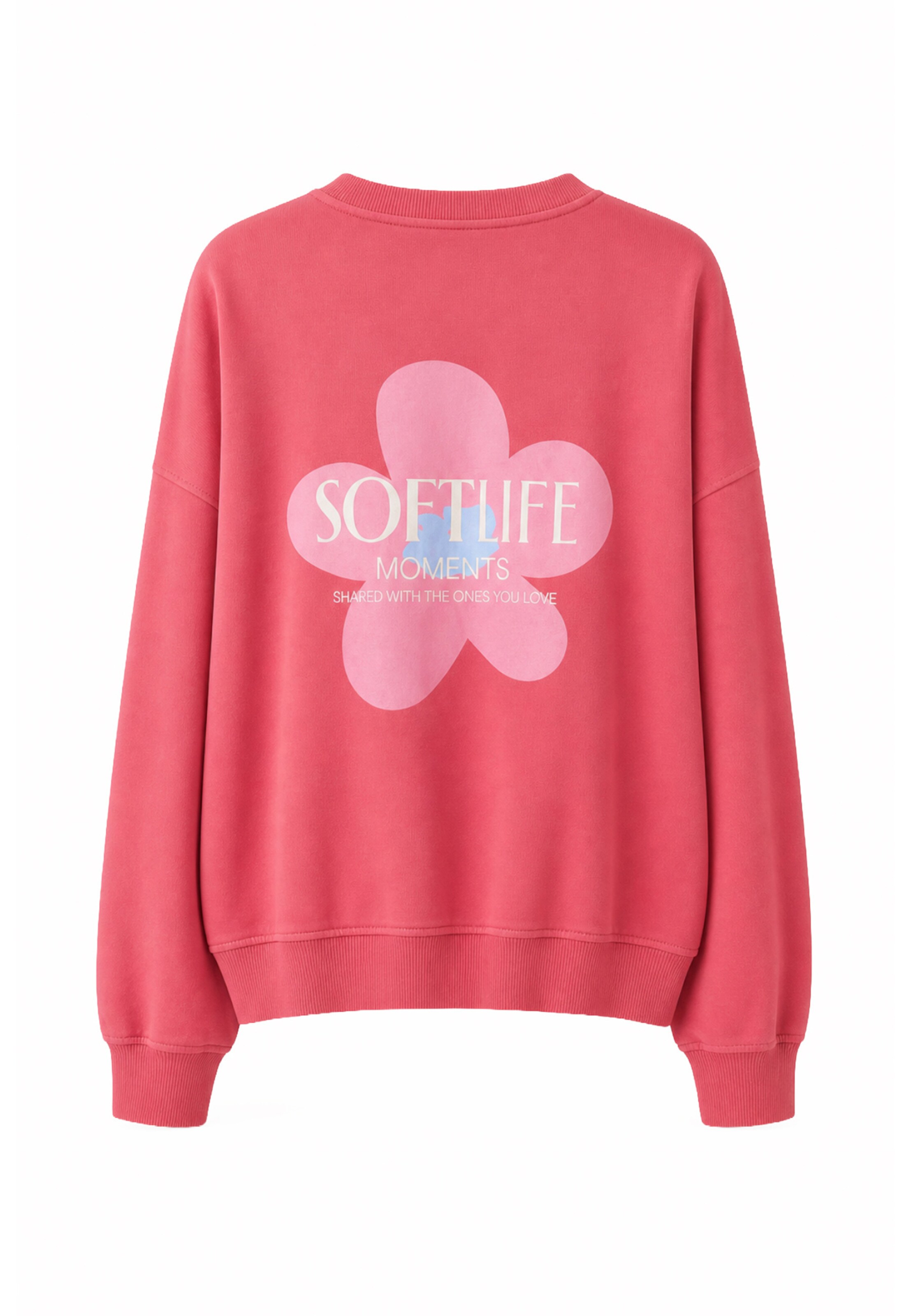 OH APRIL Sweat-shirt 'Soft Life' en L en bleu clair / rose ancienne / canneberge / blanc, Vue avec produit