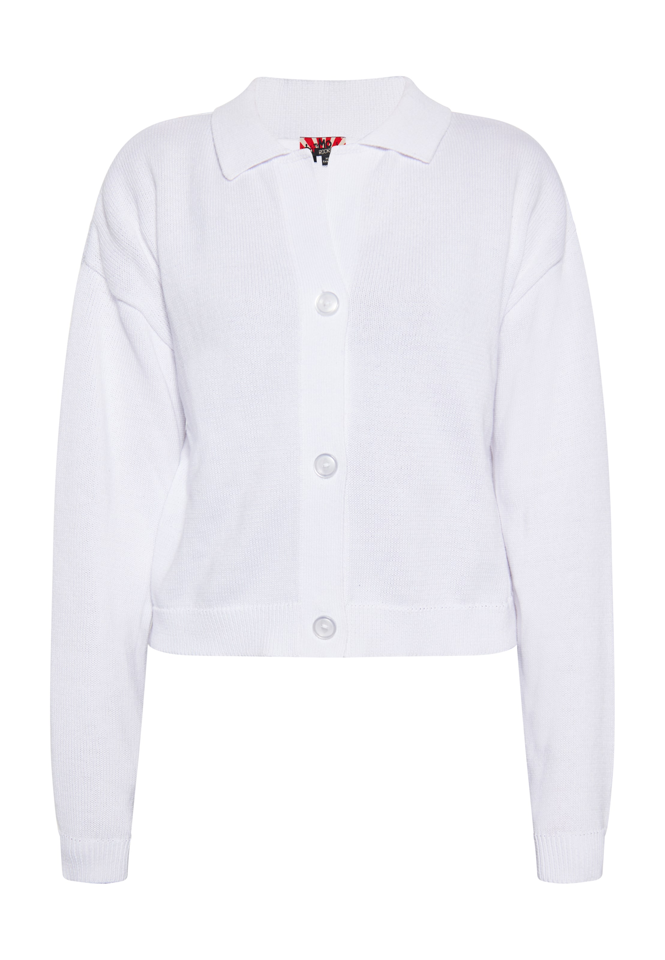 myMo ROCKS Πλεκτή ζακέτα σε λευκό: μπροστά