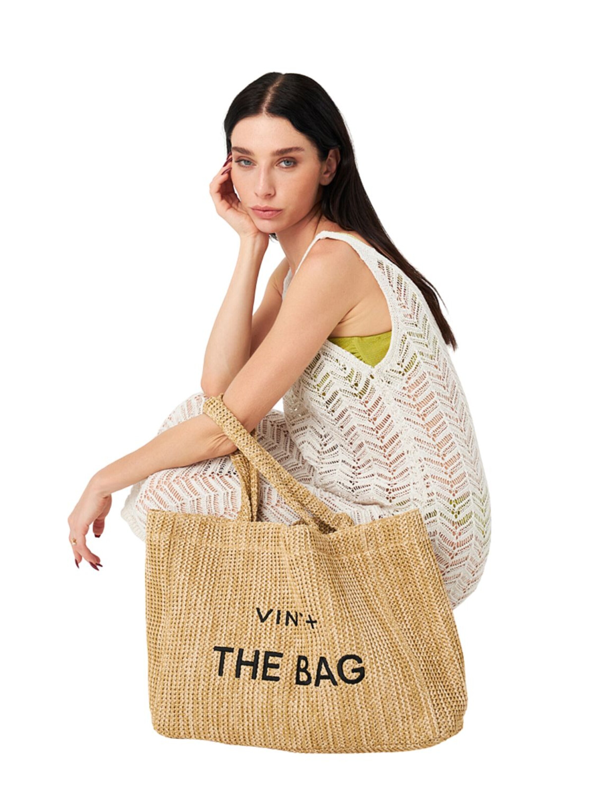 Sac de plage 'Straw Bag XL' VINT+ en noir