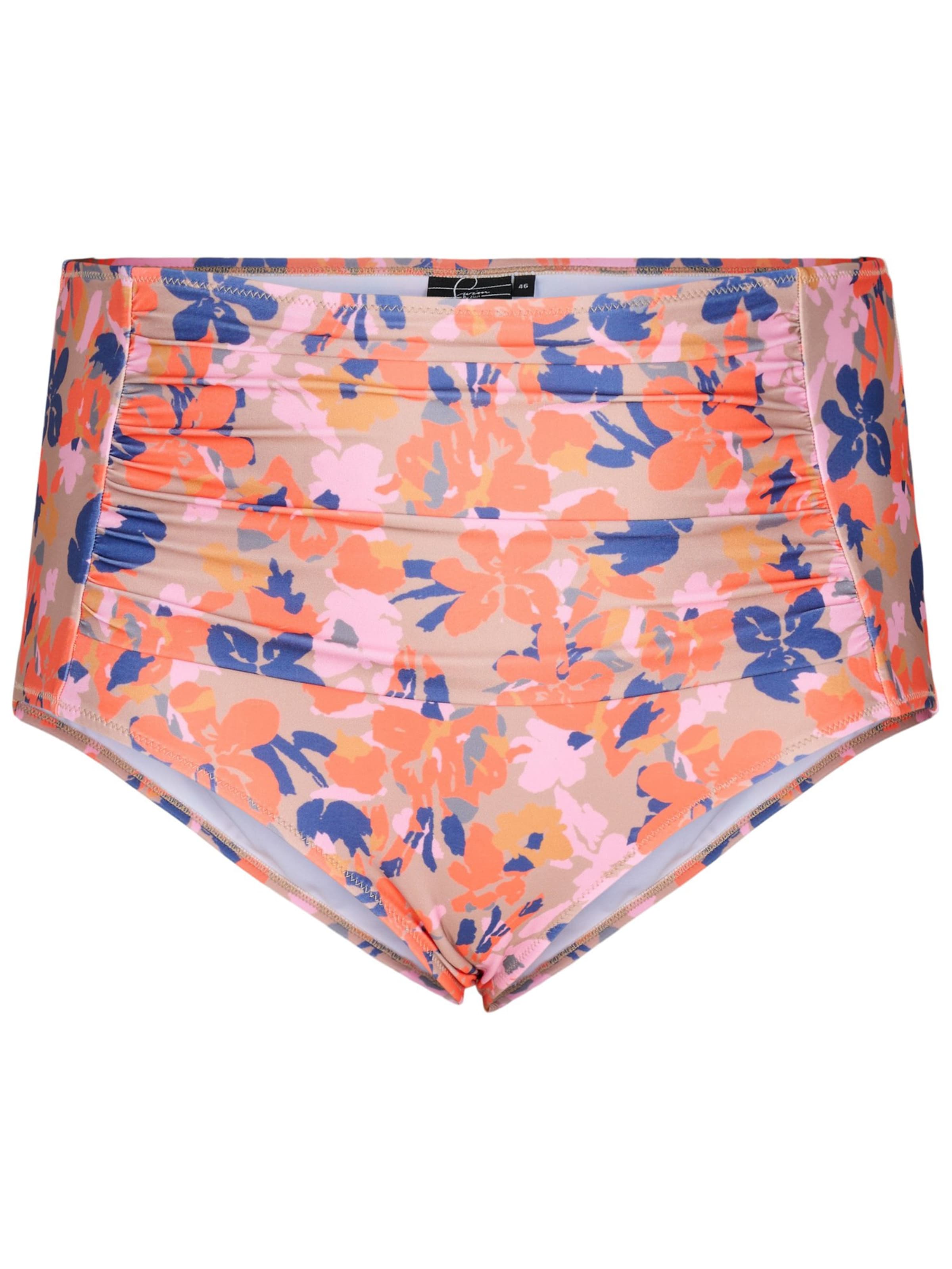 Swim by Zizzi Bikinihose 'STELLA' in blau / orange / pink, Produktansicht