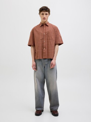 JACK & JONES Comfort fit Button Up Shirt in Brown