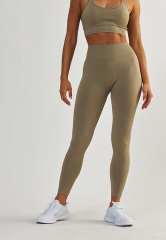 BeShaped Regular Sporthose 'Sportschool koningin' in Beige: Vorderseite