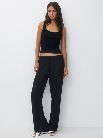 Pull&Bear Wide leg Broek in Zwart