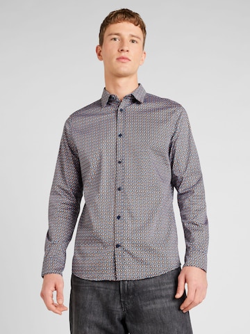 Coupe slim Chemise TOM TAILOR en bleu : devant