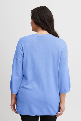 Fransa Curve Pullover 'Blume' in Blau
