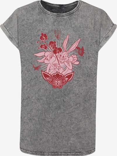 ABSOLUTE CULT T-Shirt 'Looney Tunes - Bunny' in graumeliert / hellpink / rubinrot, Produktansicht
