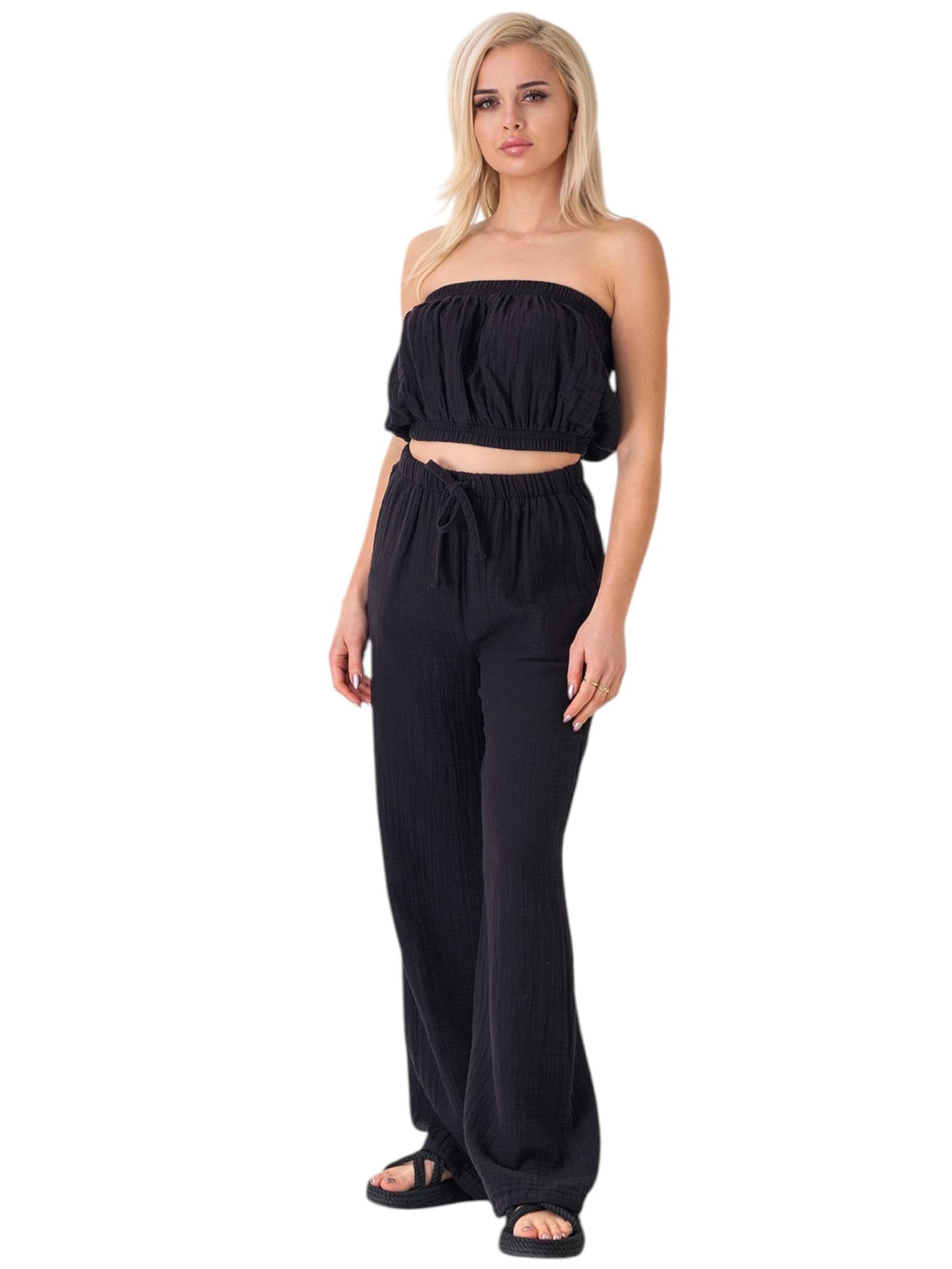 WENOR Wide leg Pants 'Eleni' in Black