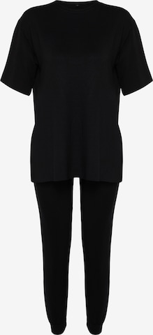 juoda Trendyol Moteriškas kostiumėlis su kelnėmis: priekis