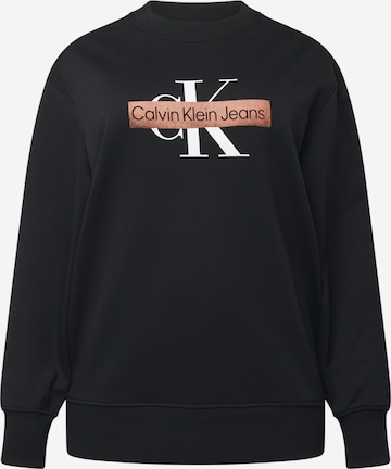 Calvin Klein Jeans Plus Sweatshirt in Zwart: voorkant