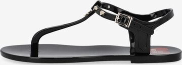 Love Moschino T-Bar Sandals in Black: front