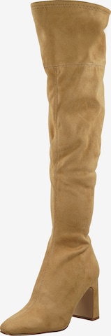 STEVE MADDEN Over the Knee Boots in Beige: front