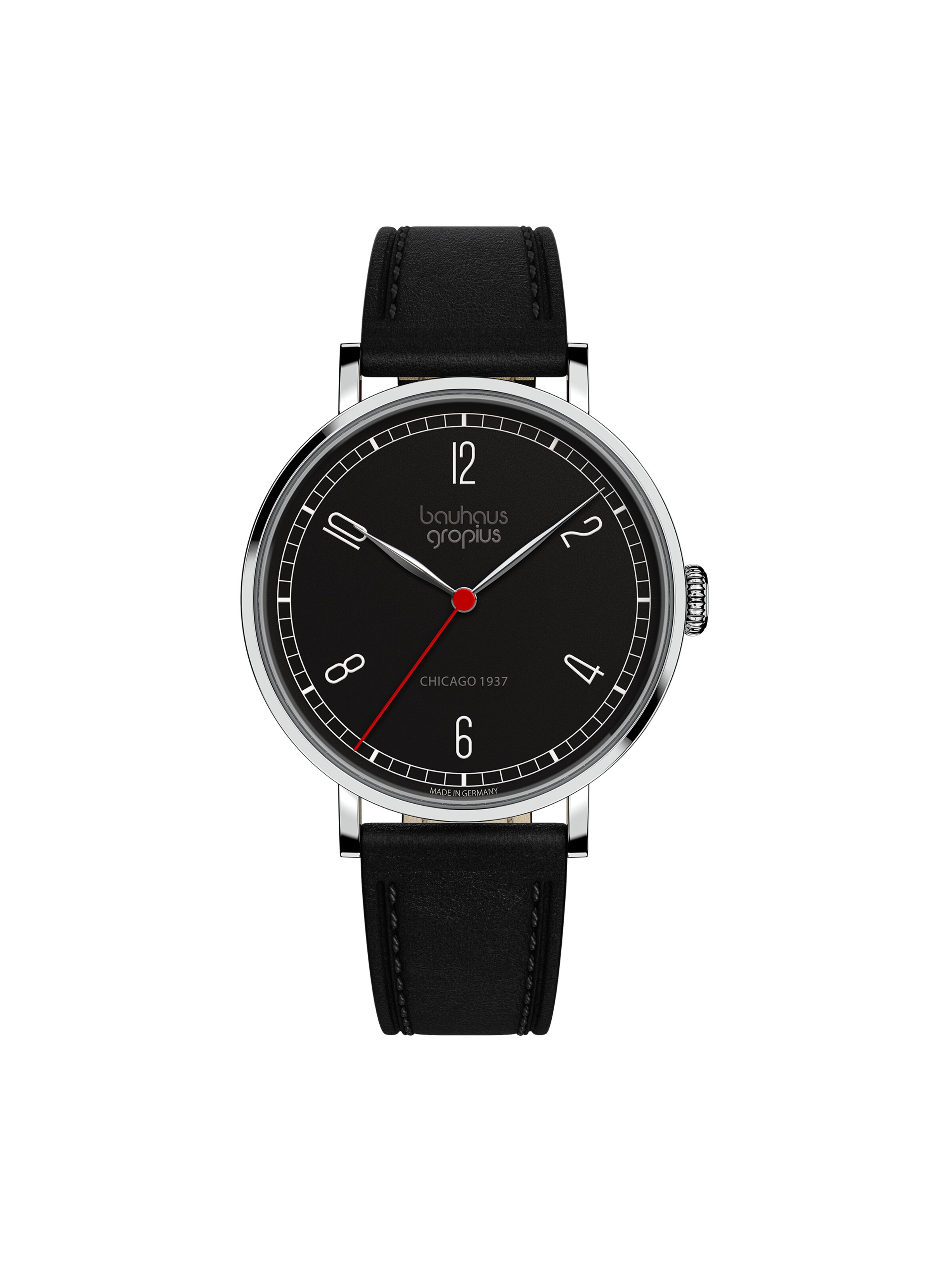 WALTER GROPIUS Analog Watch 'CHICAGO' in Black: front
