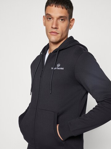 Sergio Tacchini Athletic Zip-Up Hoodie 'Cipresso' in Black