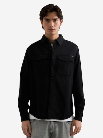 REPLAY Regular fit Button Up Shirt in Black: front