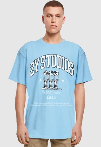 2Y Premium T-Shirt 'Globus' in Blau: Vorderseite