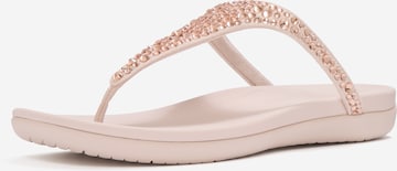 FitFlop T-Bar Sandals in Beige: front